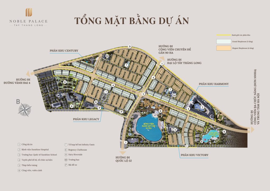 Mặt bằng tổng thể bốn phân khu Noble Palace Tây Thăng Long