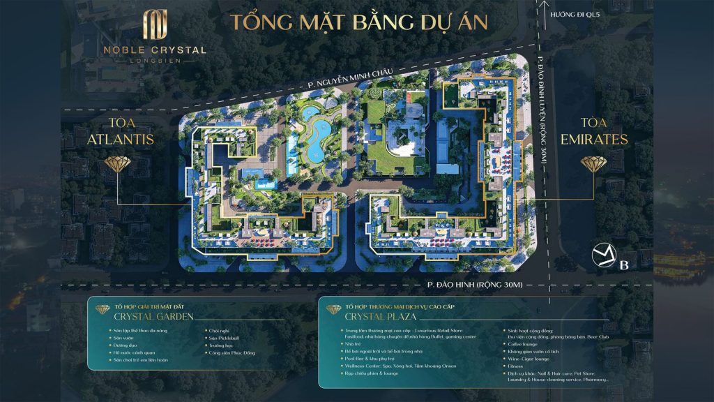 Tổng mặt bằng Noble Crystal Long Biên: tòa Atlantis và Emirates