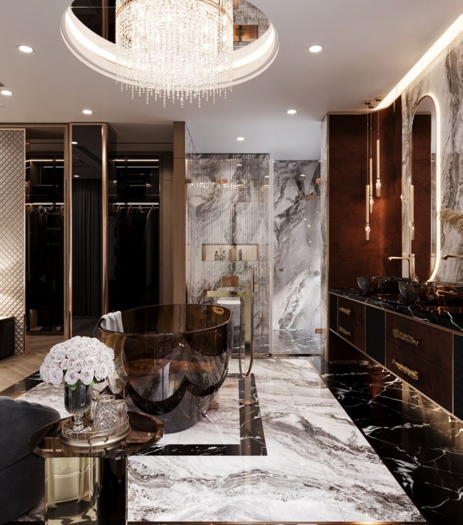Phòng tắm master - thiết bị Dornbracht / Gessi / Axor / Kohler, bồn đặt sàn