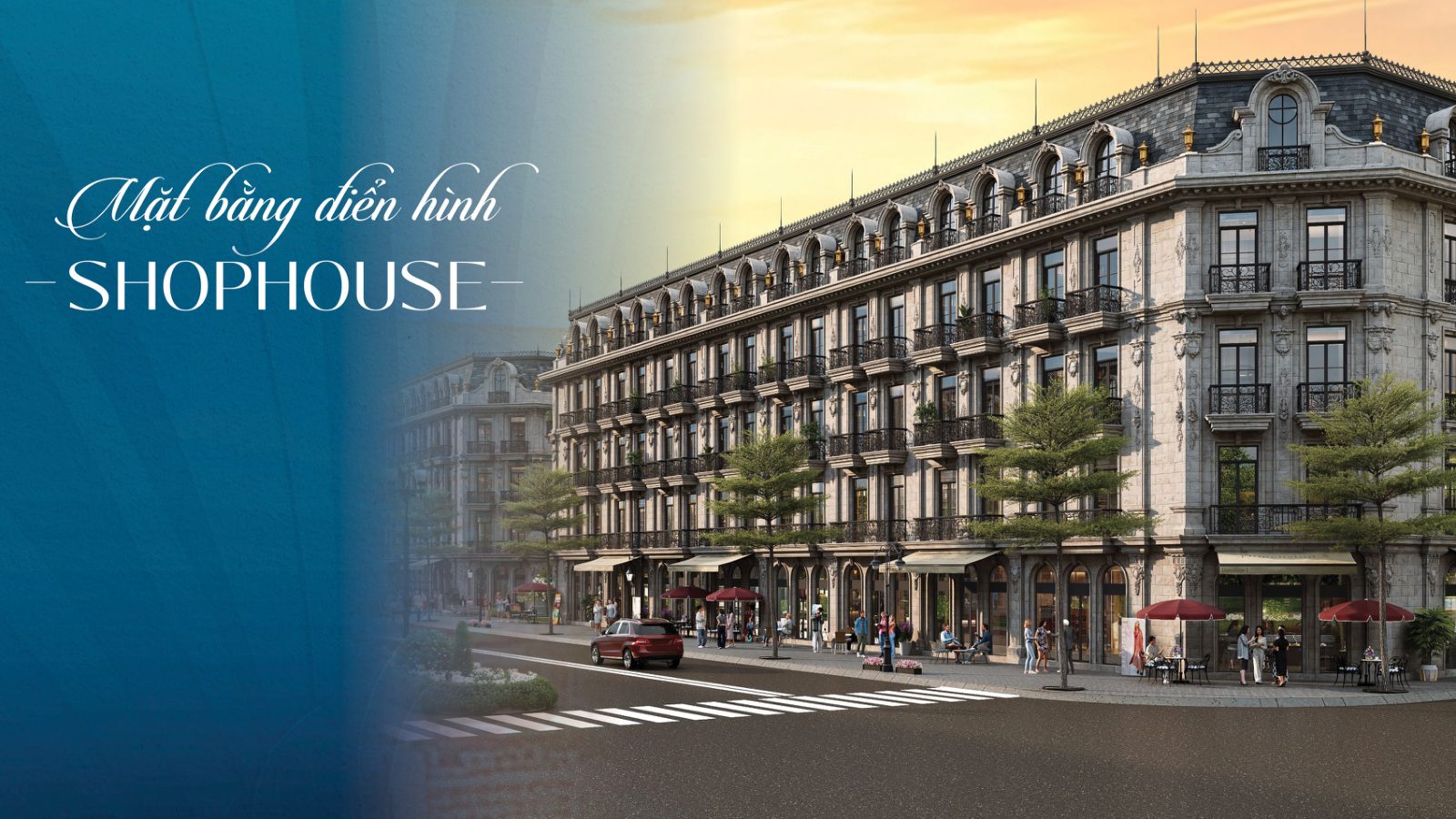 Dãy shophouse 5 tầng, mặt ngoài hoàn thiện theo thiết kế chung
