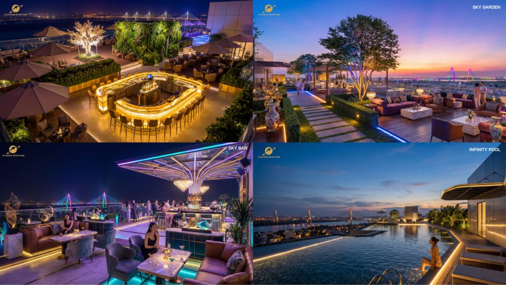 Sky bar và hồ bơi vô cực tầng mái (phối cảnh minh họa)