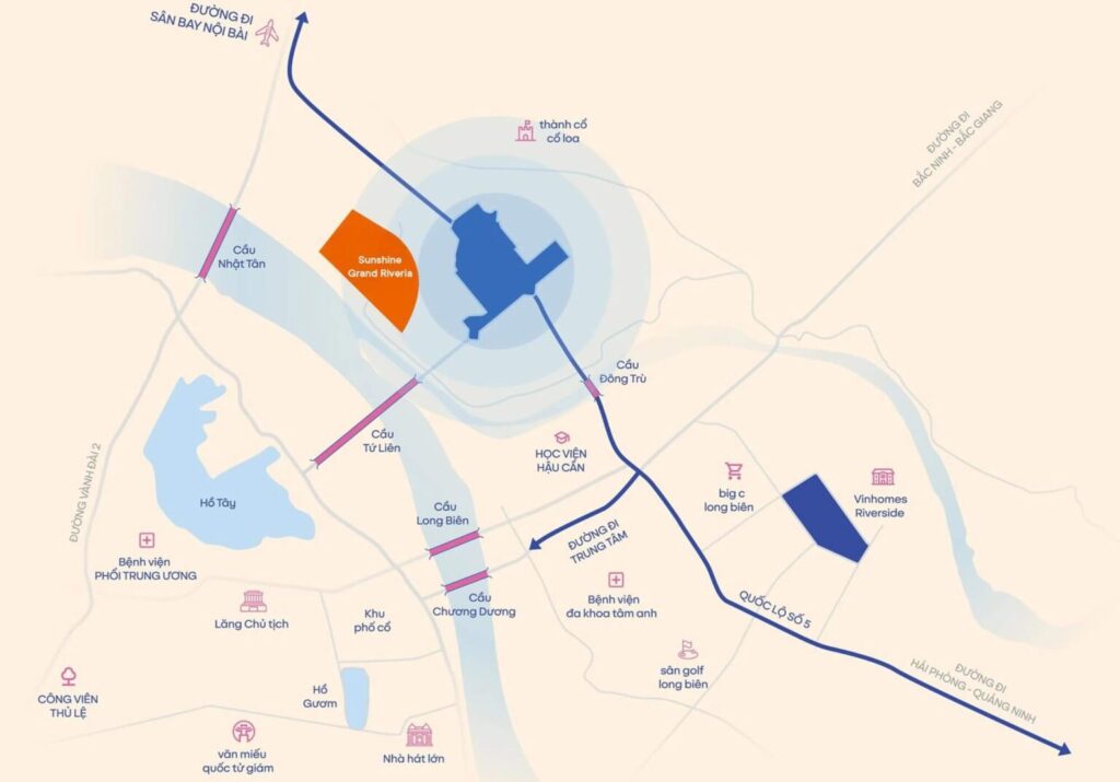 Vị trí & kết nối · The Grand Riveria Tàm Xá Đông Anh