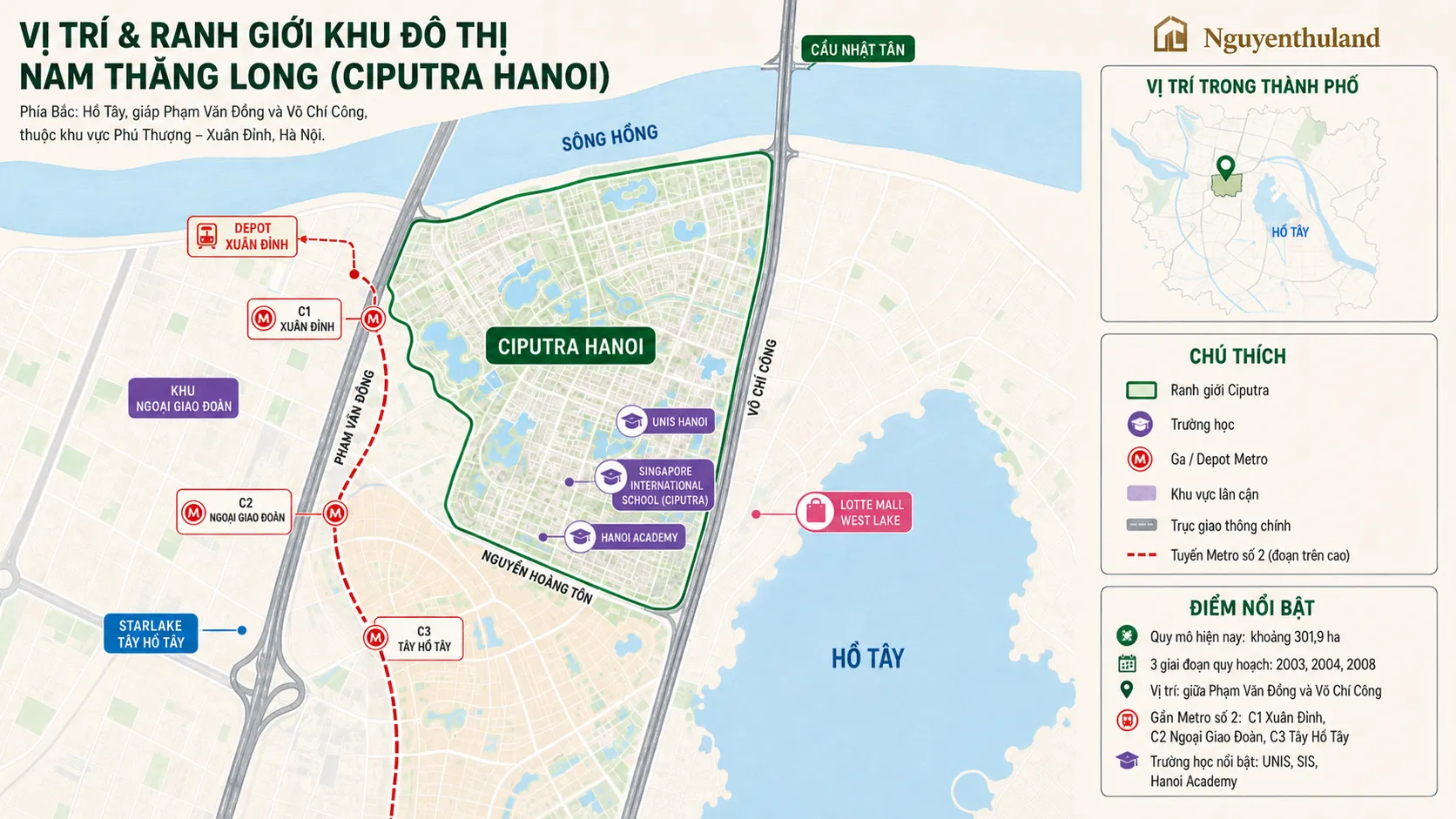 Hình minh họa vị trí khu đô thị Nam Thăng Long - Ciputra Hà Nội